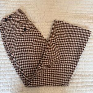 Maeve Anthropologie Plaid High Waist Tailored Trousers US 2 Zip Pocket
